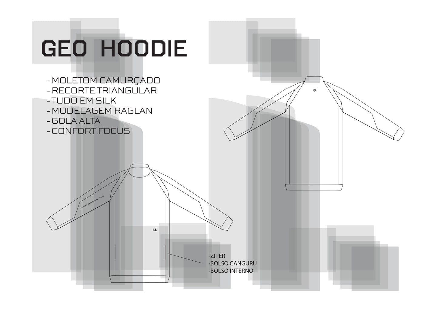 GEO HIGH COLLAR HOODIE BROWN