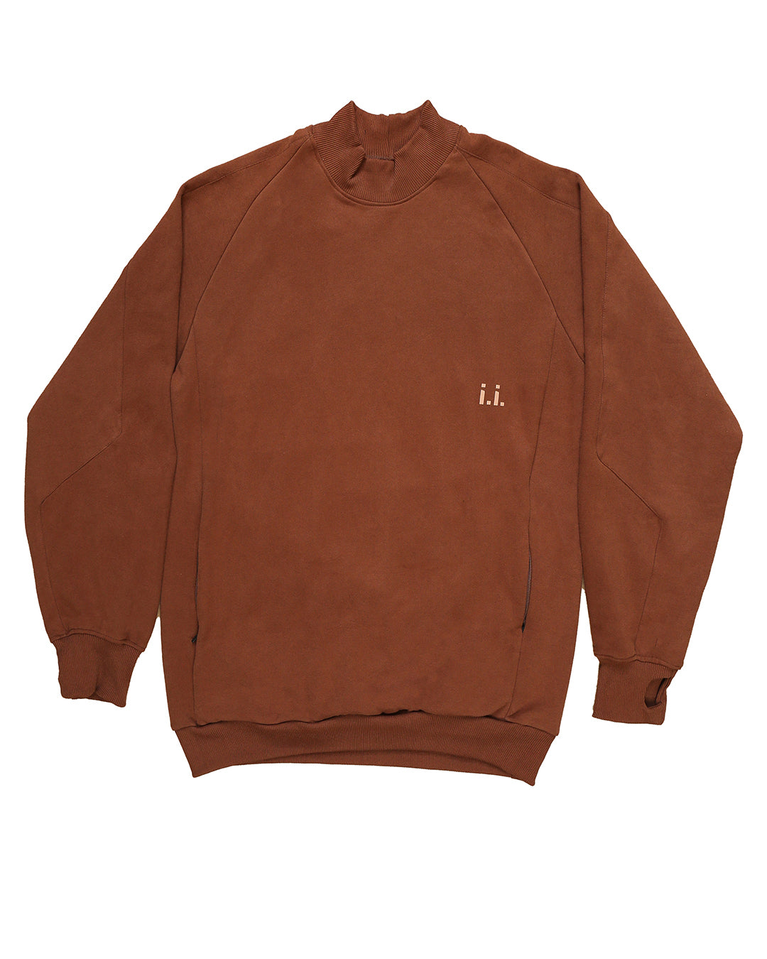 GEO HIGH COLLAR HOODIE BROWN