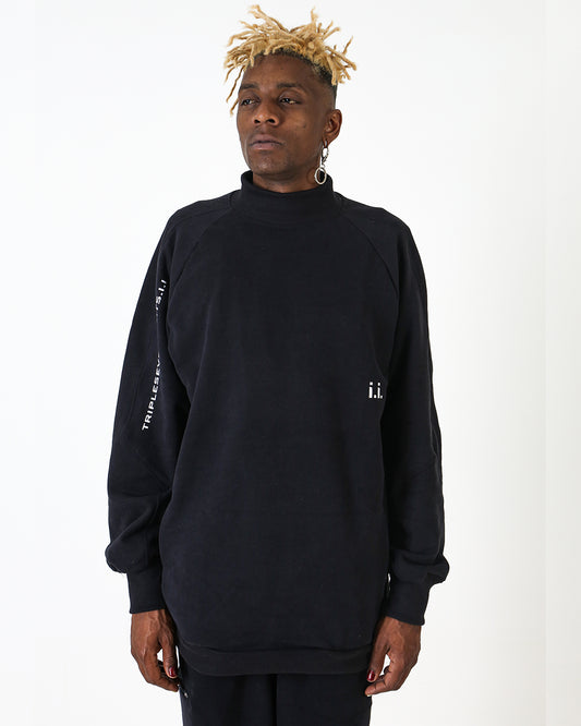 GEO HIGH COLLAR HOODIE BLACK