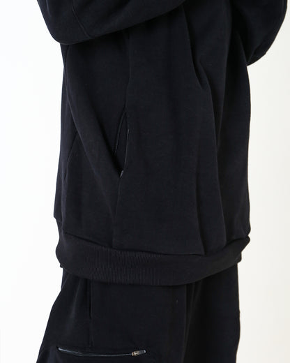 GEO HIGH COLLAR HOODIE BLACK