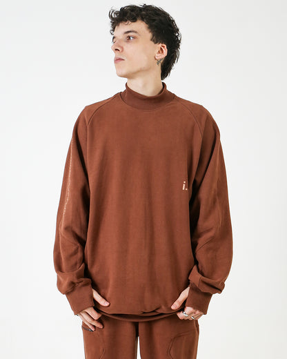 GEO HIGH COLLAR HOODIE BROWN