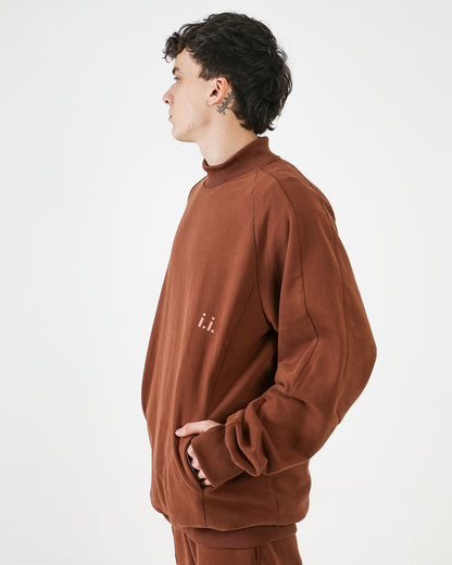 GEO HIGH COLLAR HOODIE BROWN